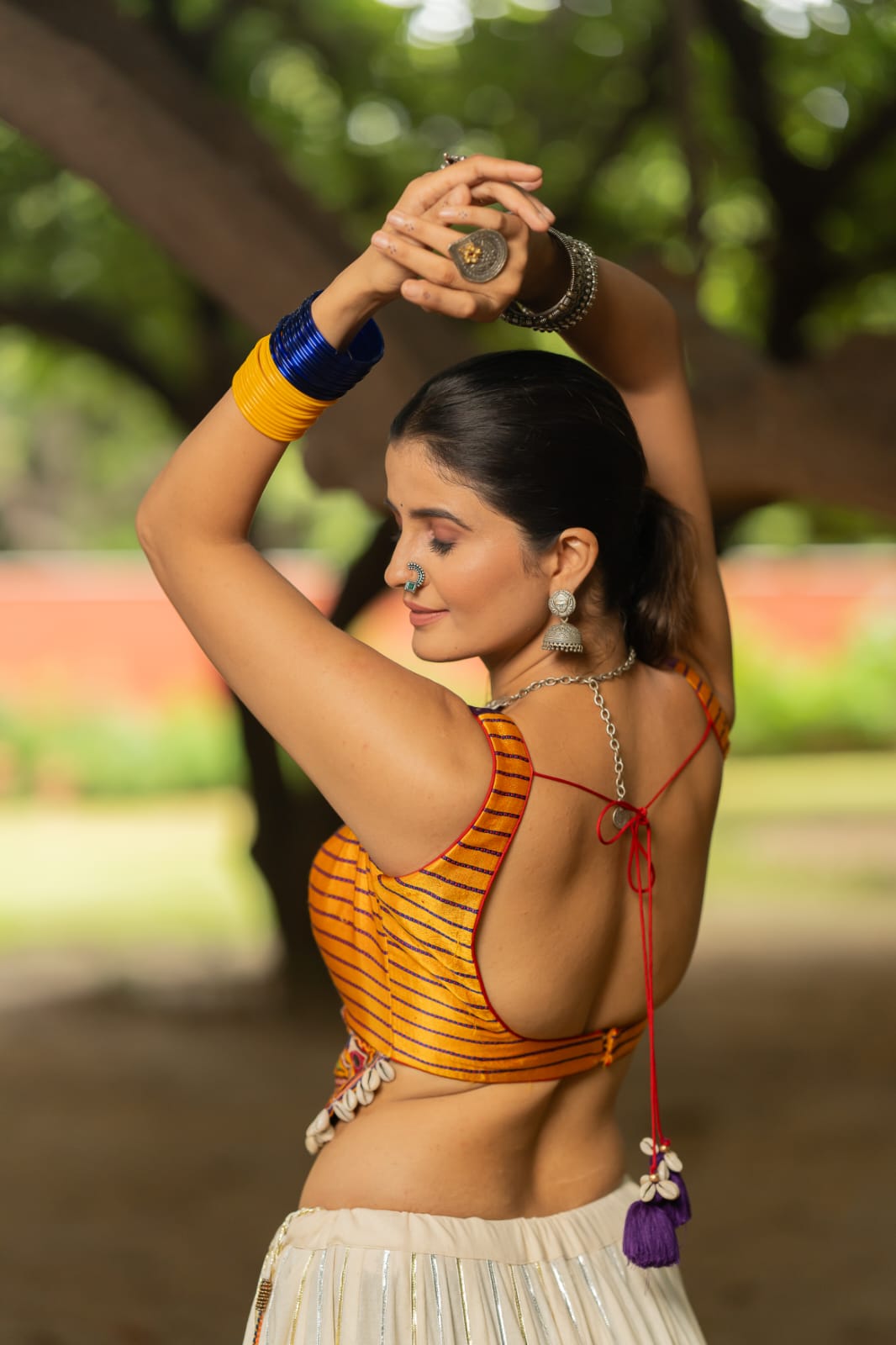 White Patch Lehenga Set