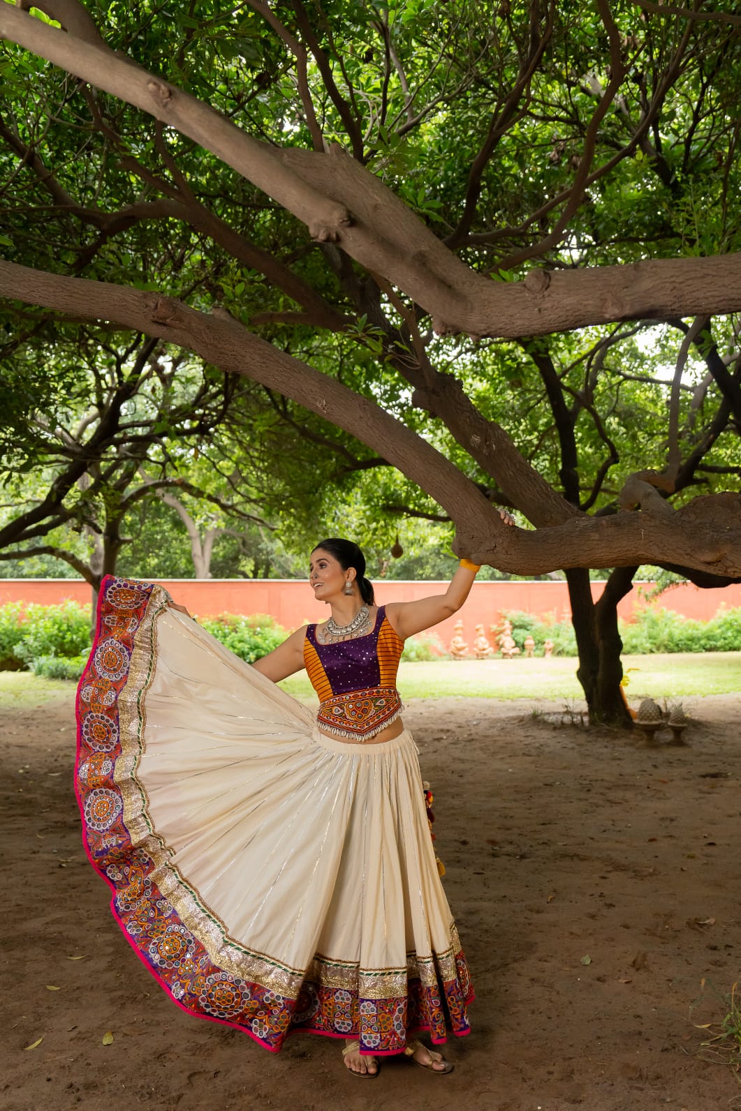 White Patch Lehenga Set