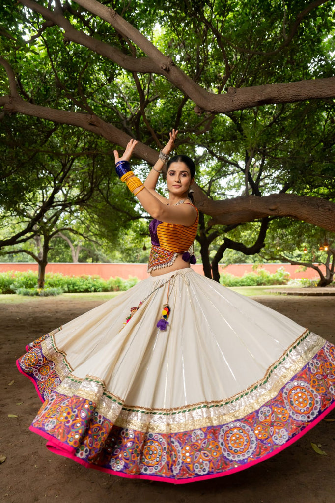 White Patch Lehenga Set
