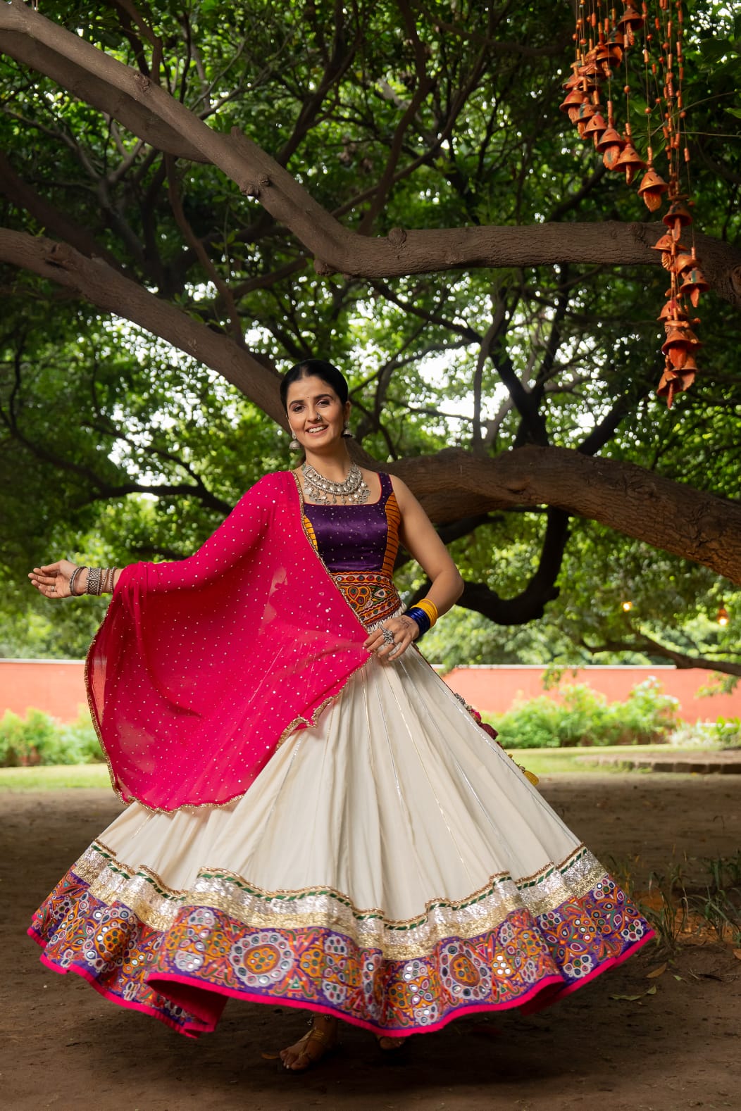 White Patch Lehenga Set