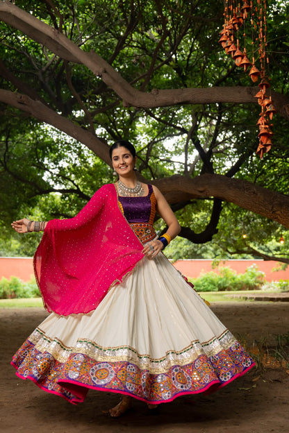 White Patch Lehenga Set
