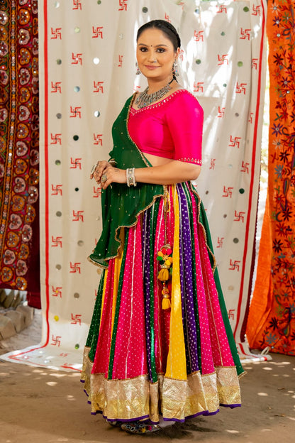 Navratri Dark green chiffon dupatta
