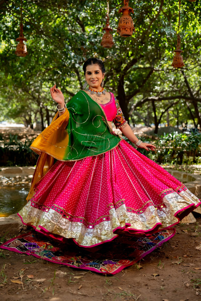 Pink Bandhani Lehenga Set