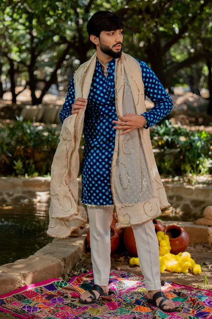 Navratri Blue Bandhani Kurta Set