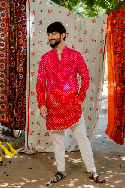 Navratri red - pink ombre Kurta