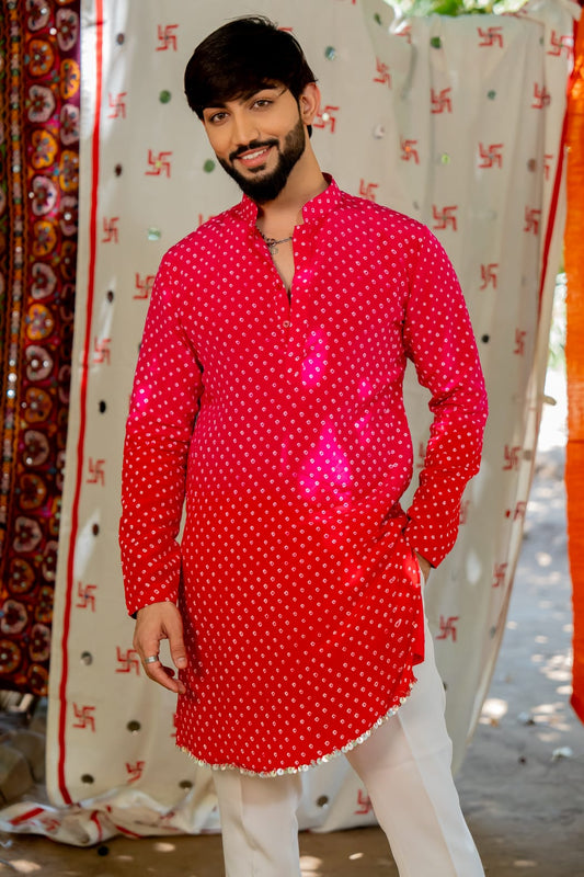 Navratri red - pink ombre Kurta