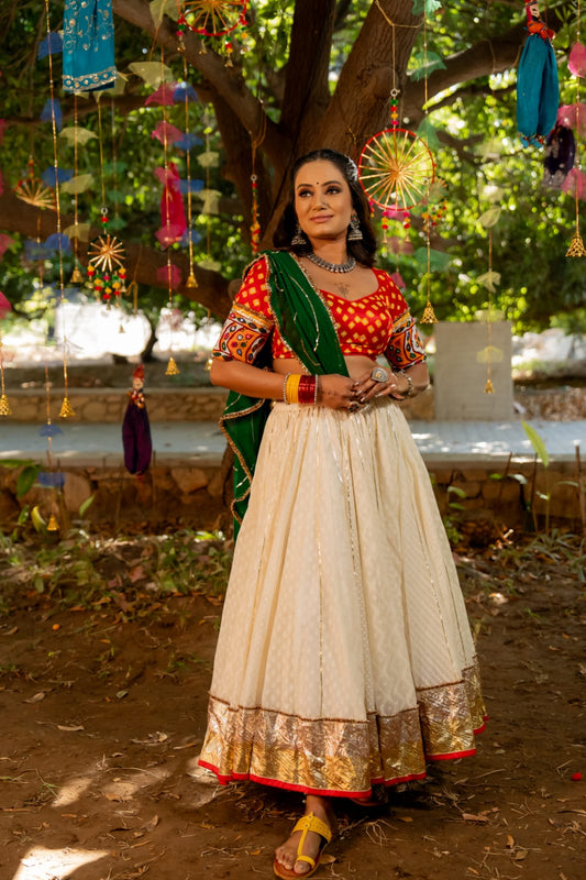 Navratri Green Ghumer Chiffon Dupatta 