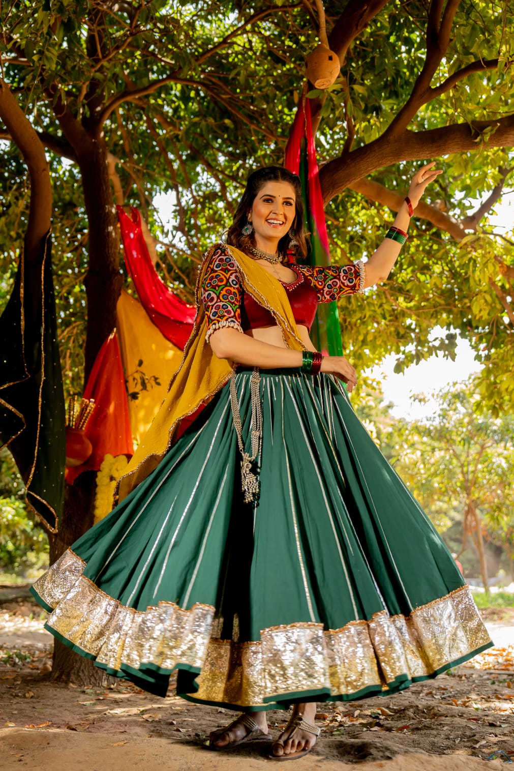 Bottle Green Lehenga Set