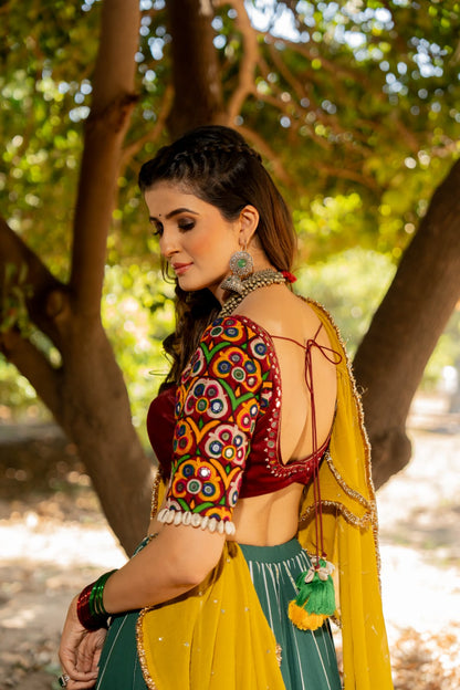 Bottle Green Lehenga Set