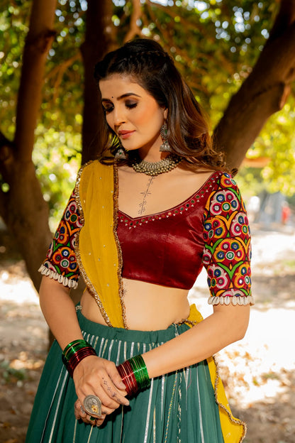 Bottle Green Lehenga Set