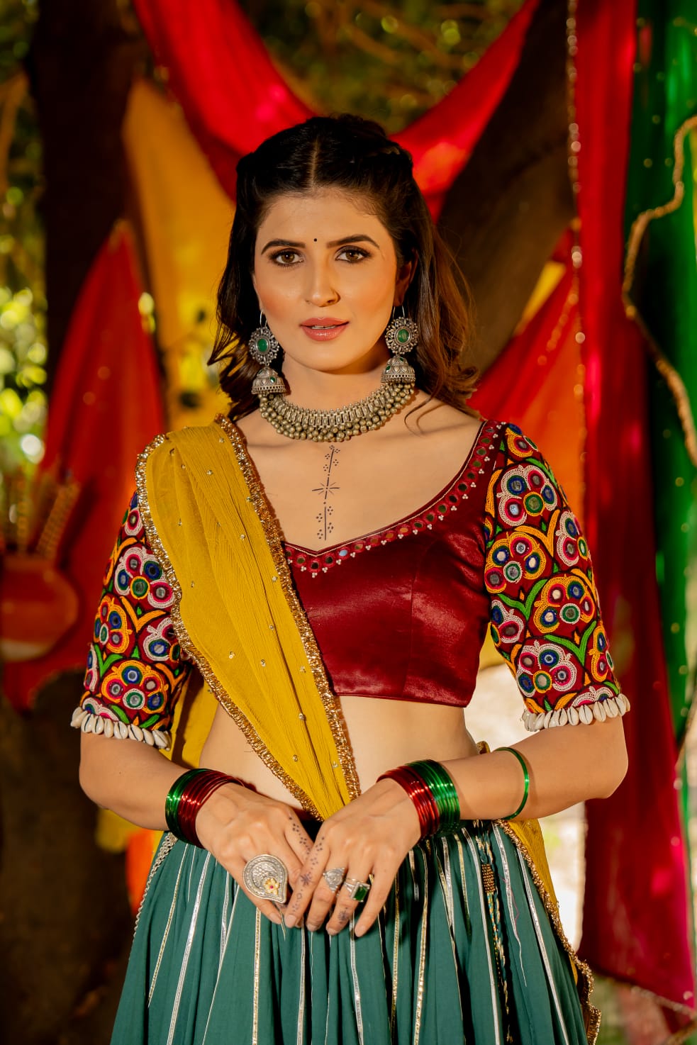 Bottle Green Lehenga Set