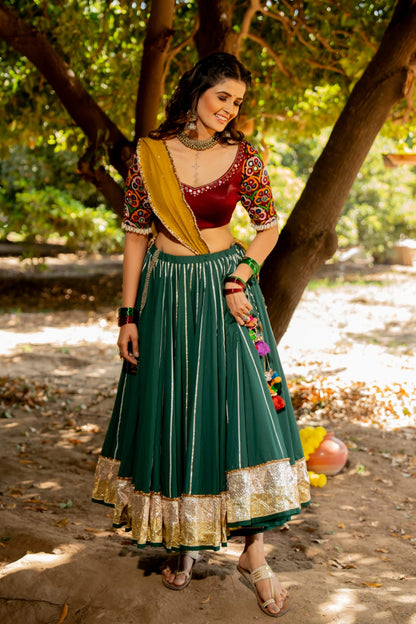 Bottle Green Lehenga Set