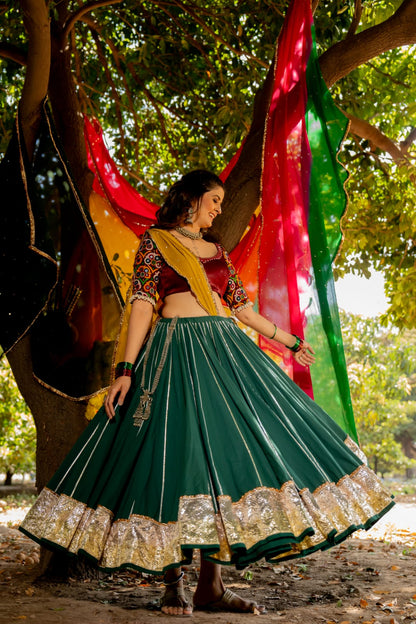 Bottle Green Lehenga Set
