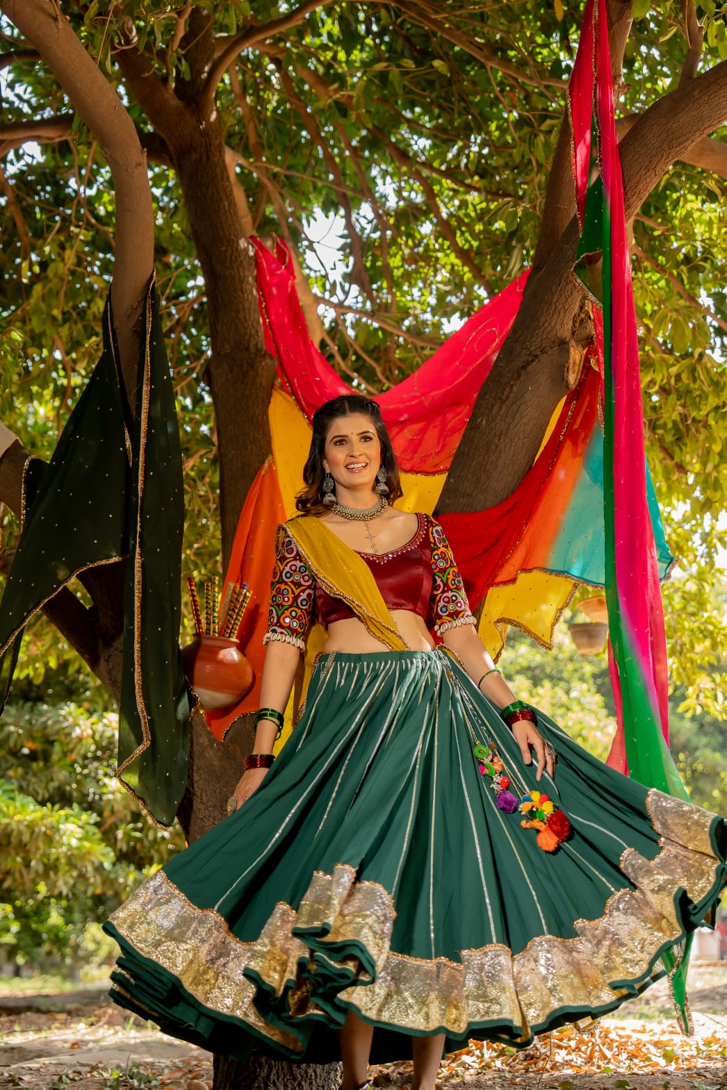 Bottle Green Lehenga Set