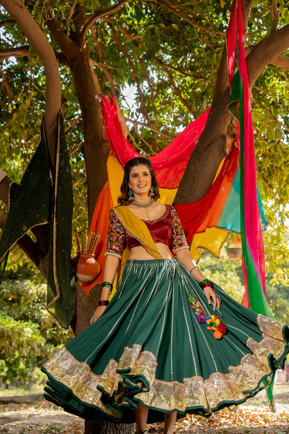 Bottle Green Lehenga Set