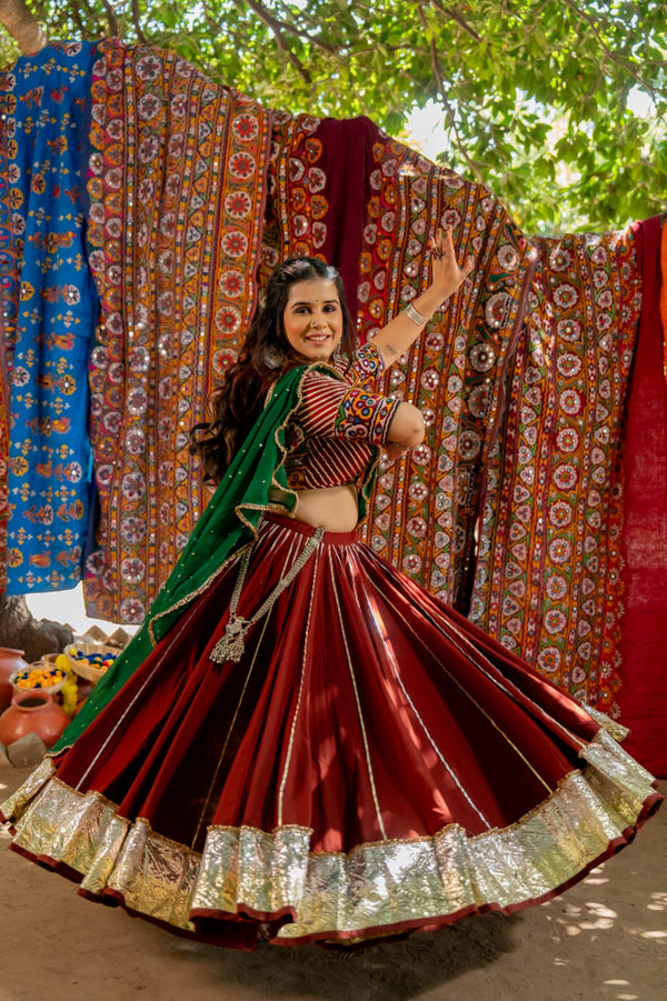Maroon Gamthi Lehenga Set