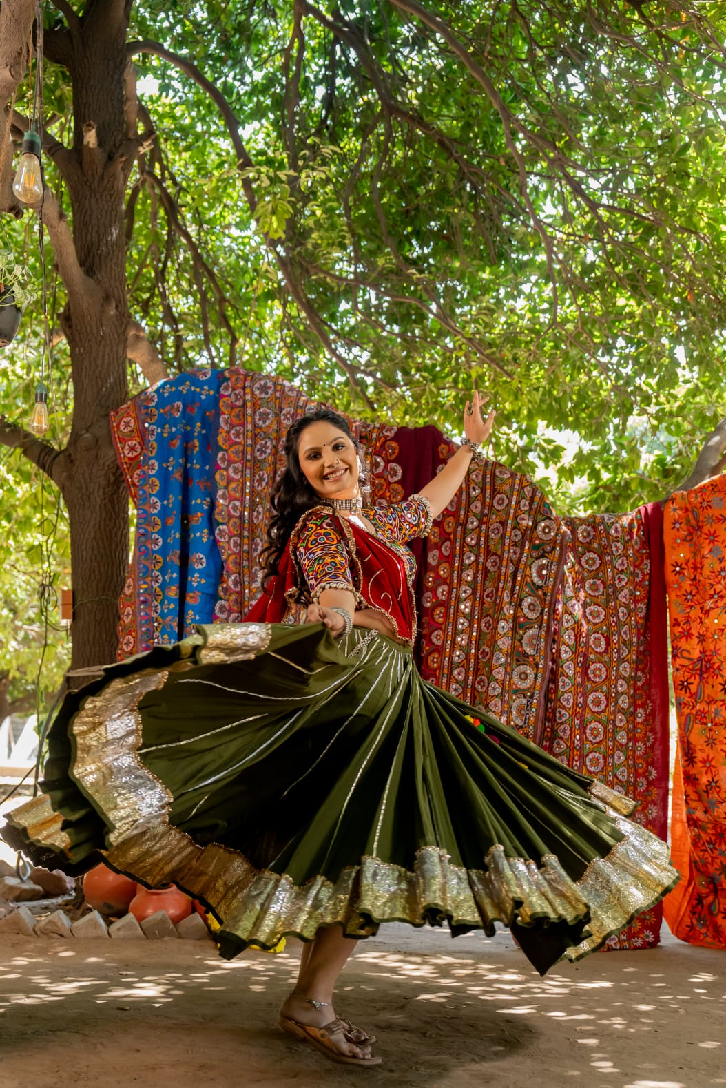 Navratri cotton gamthi lehenga set