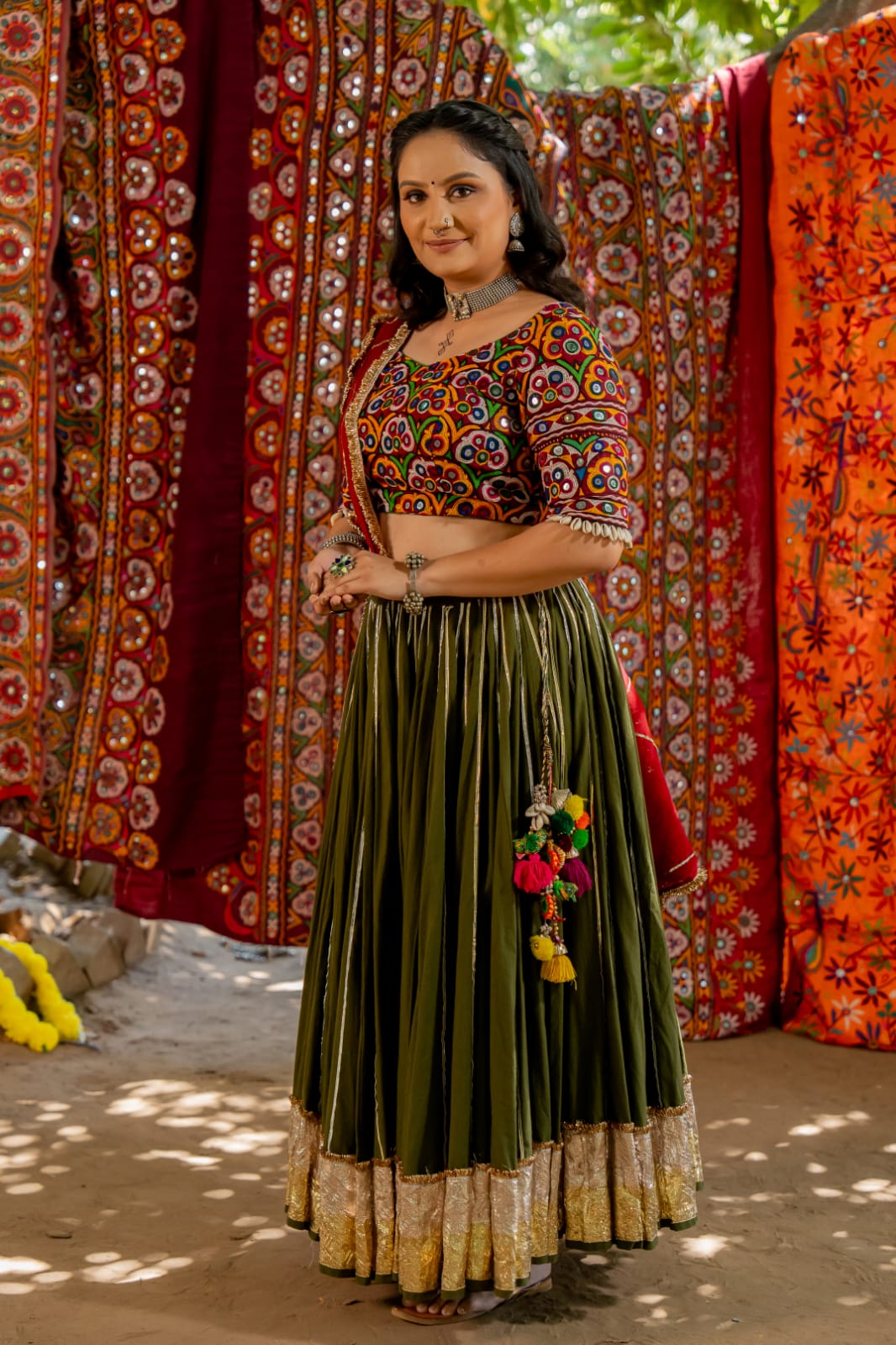 Navratri cotton gamthi lehenga set