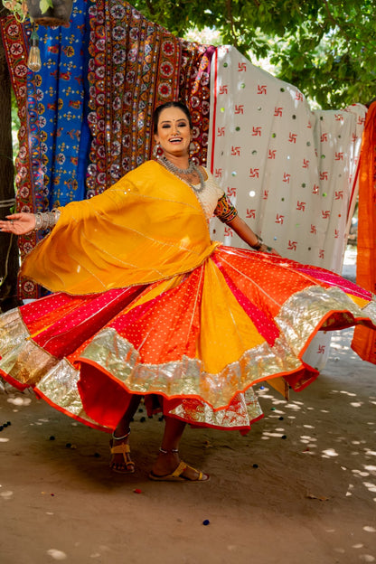 Navratri Yellow Chiffon Dupatta