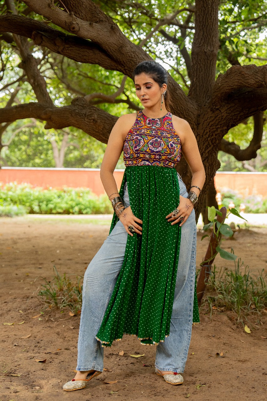 Green Boho Kurta