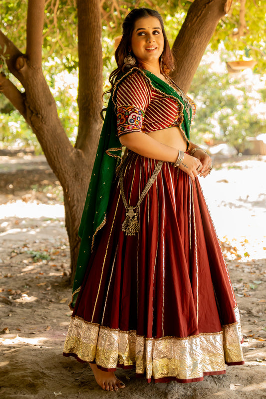Maroon Cotton Skirt - Anjanase