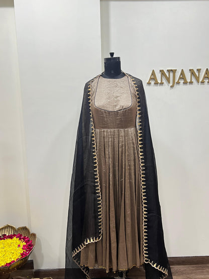 Grey Metallic Anarkali Set