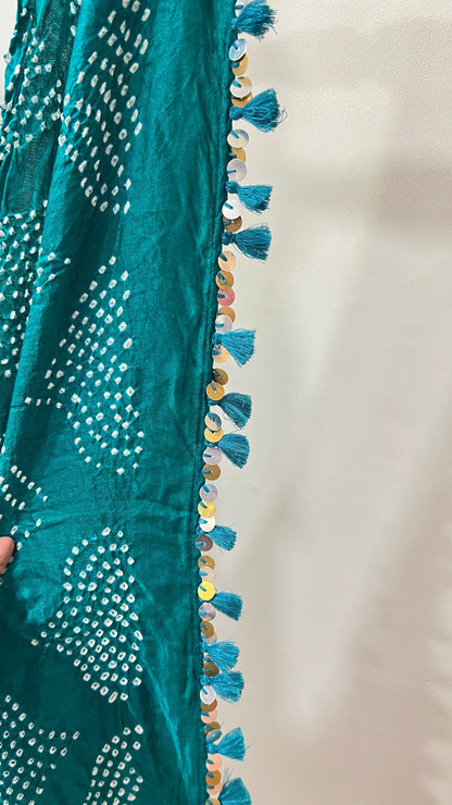 Teal Green Bandhani Dupatta