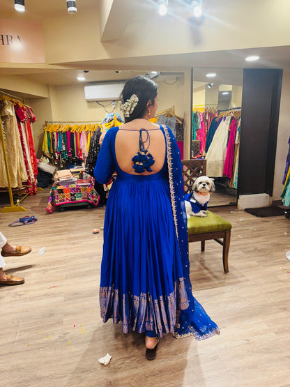 Electric Blue Anarkali Set