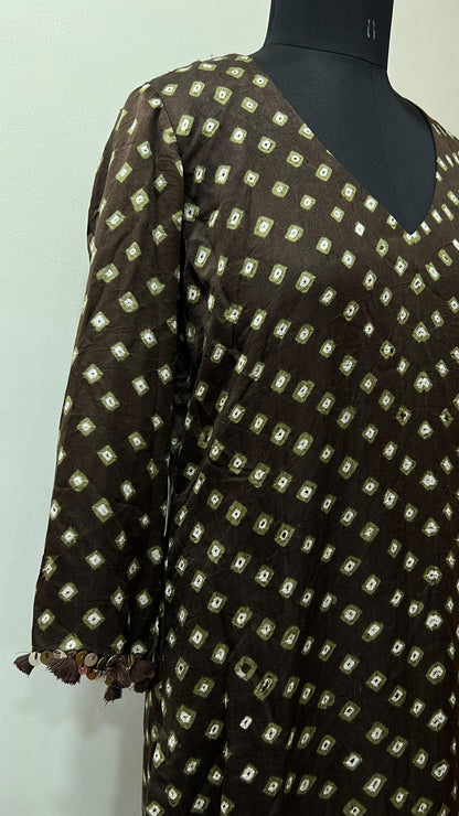 Brown Bandhani Coord  Set