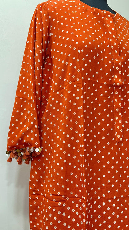 Orange Bandhani coord Set