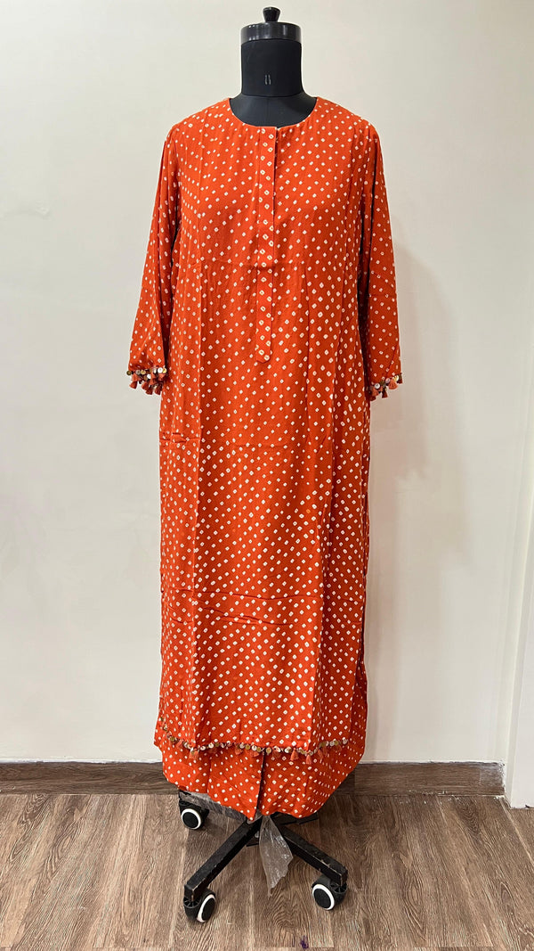 Orange Bandhani coord Set