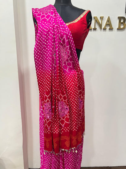 Surajmukhi Ombre Bandhani Saree