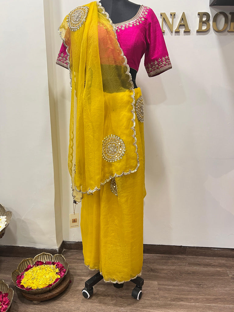 Yellow Chakri Saree