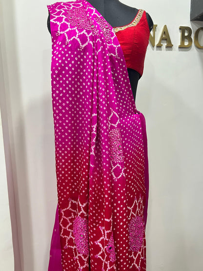 Surajmukhi Ombre Bandhini Saree