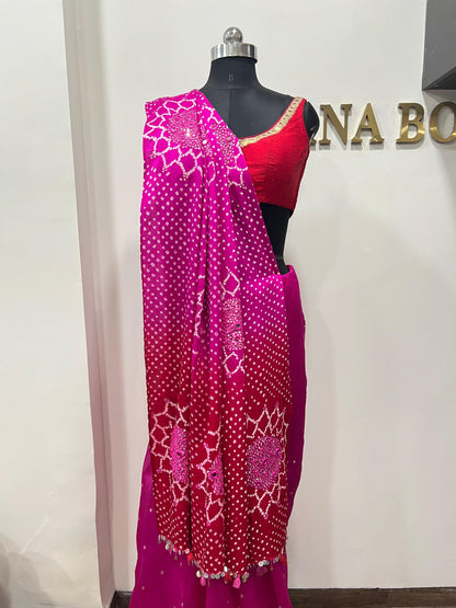 Surajmukhi Ombre Bandhini Saree