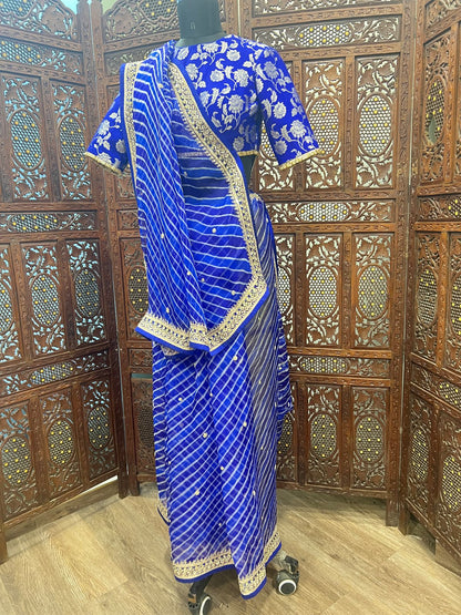 Electric Blue Leheriya Saree