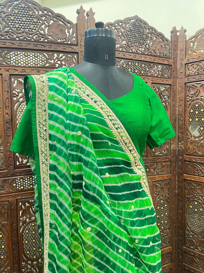 Green Leheriya Saree
