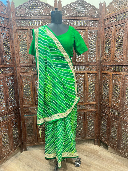 Green Leheriya Saree