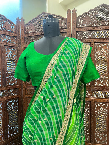 Green Leheriya Saree