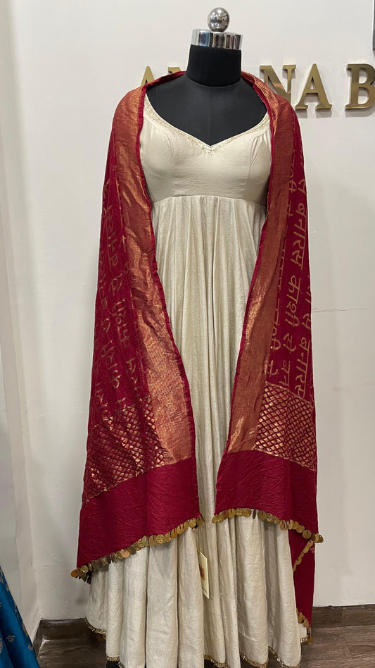 Pink muga print dupatta