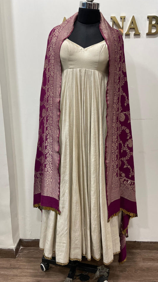 Purple Muga Print Dupatta