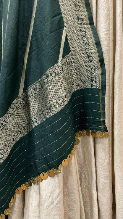 Teal Green Muga Dupatta
