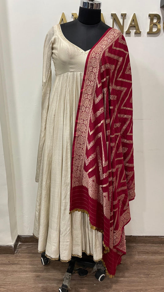 Maroon Muga Dupatta