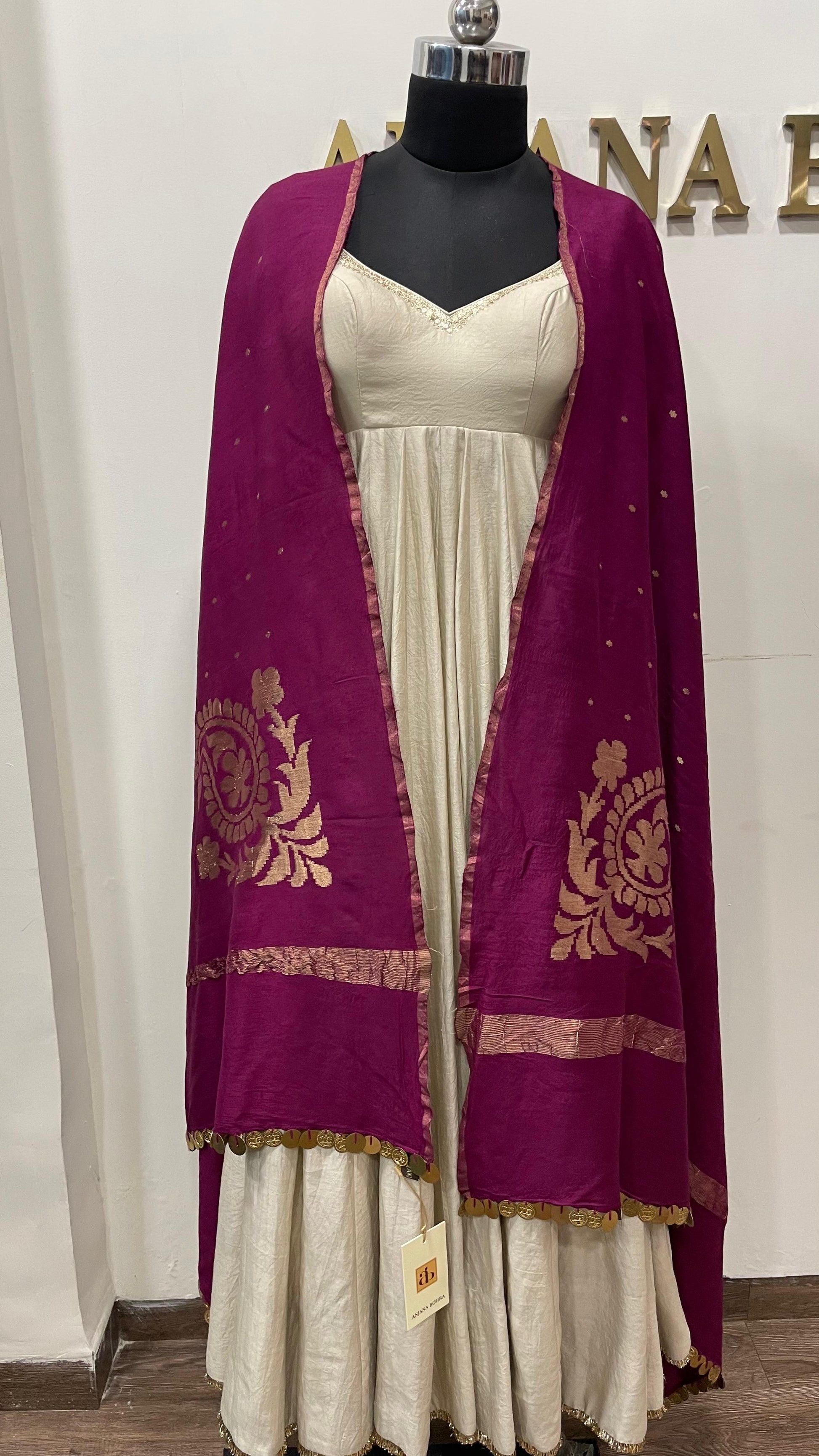 Purple Muga Dupatta