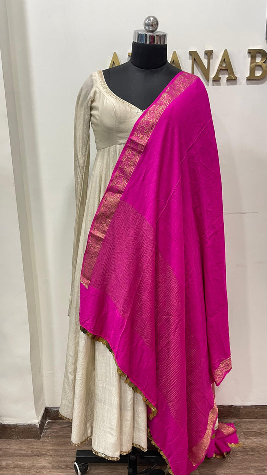 Pink muga dupatta 