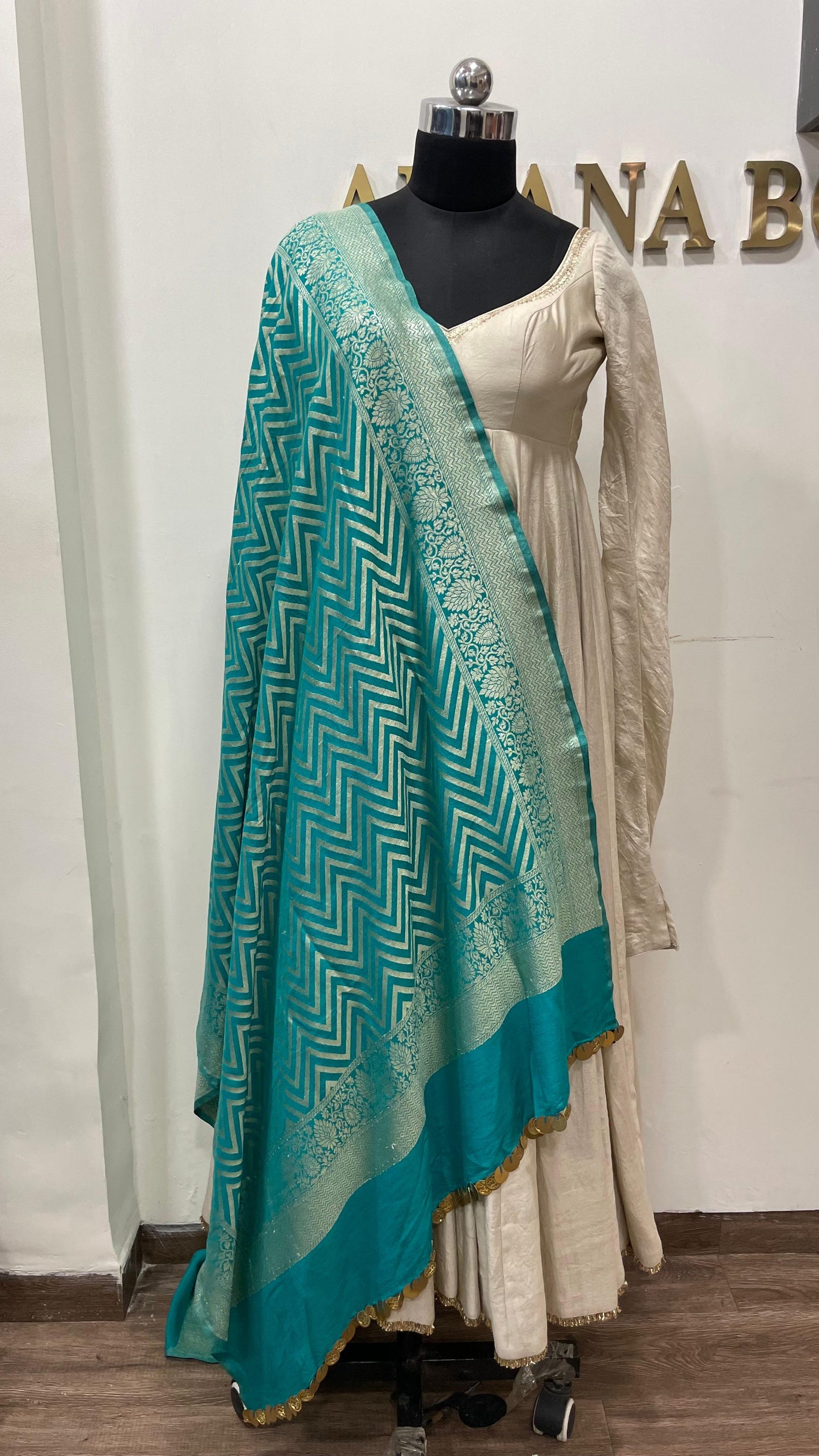 Blue muga print dupatta