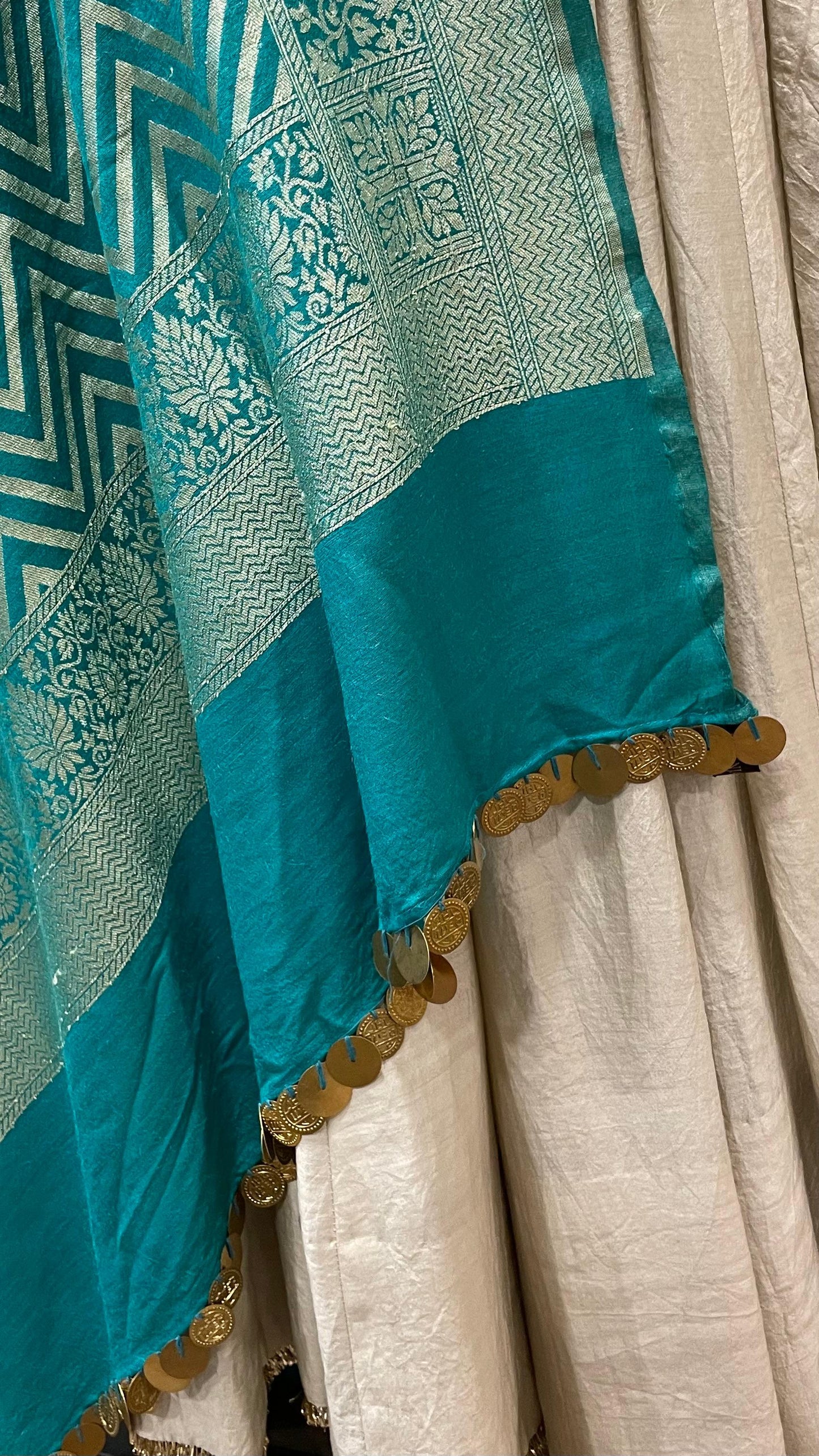 Blue Muga Print Dupatta
