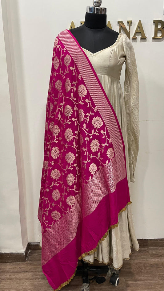 Pink Muga Print Dupatta