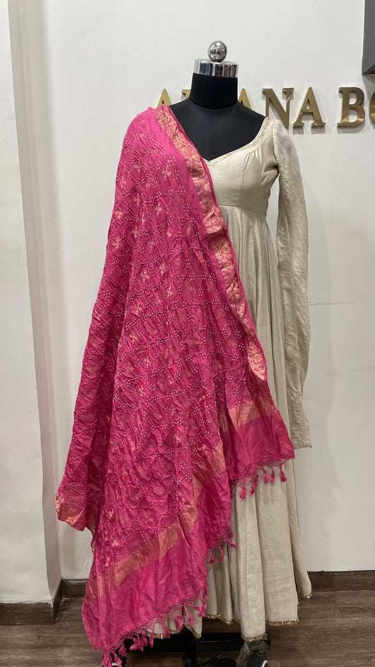 Pink Muga Dupatta