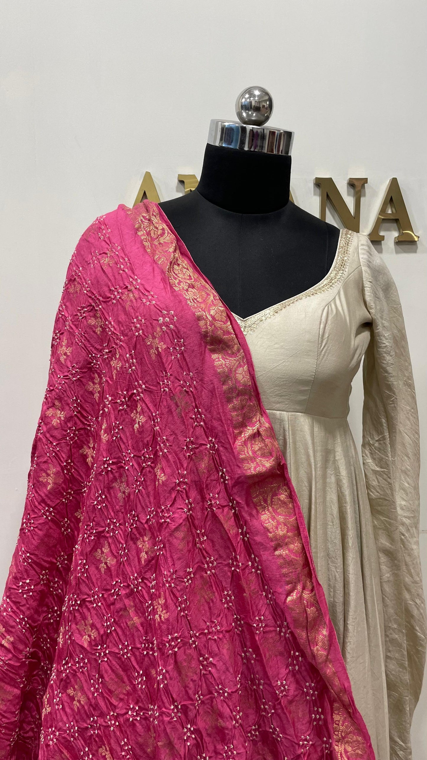 Pink Muga Dupatta